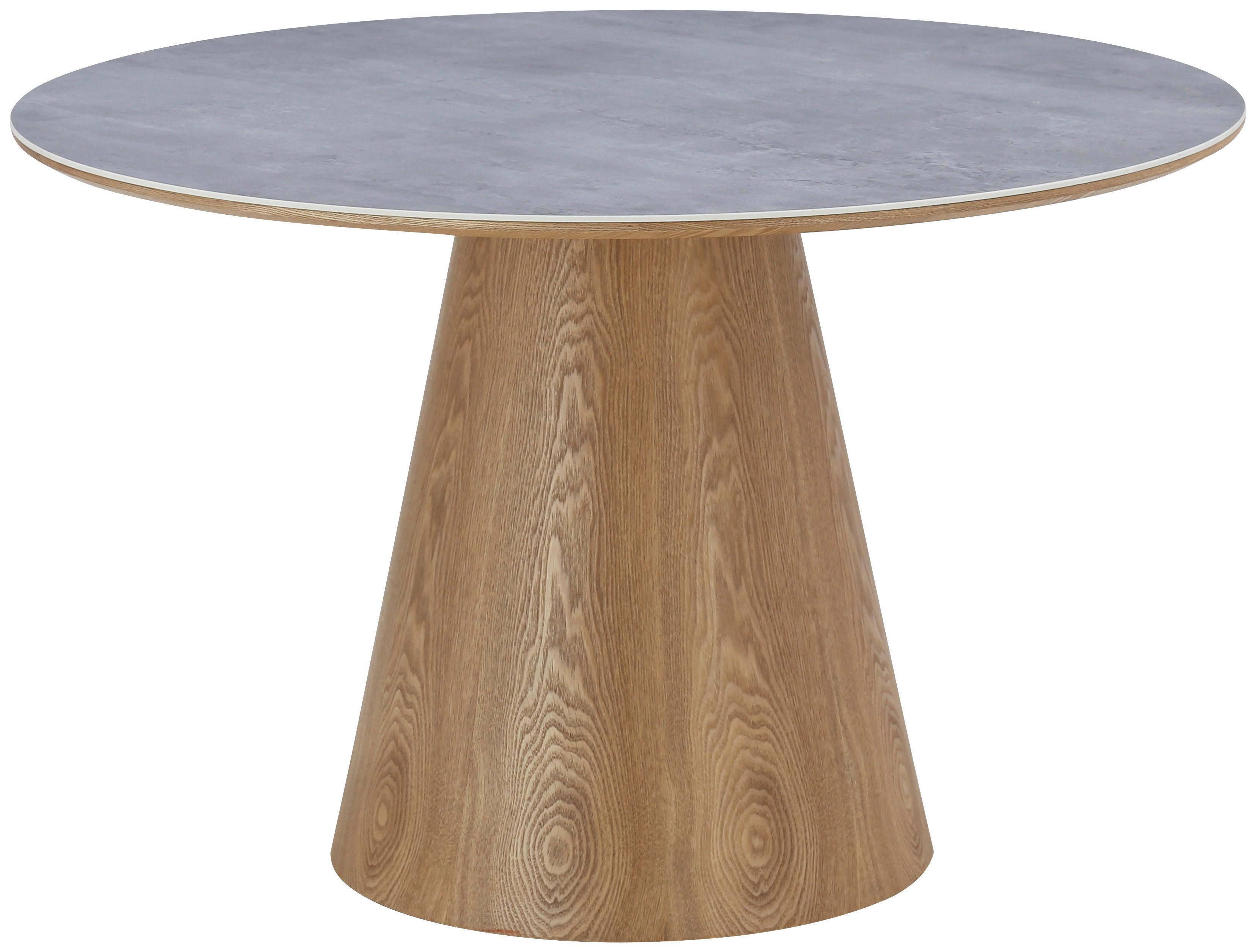 Esstisch Aiden Keramikplatte Grau, B: 120 cm - Eichefarben/Grau, MODERN, Holz/Keramik (120/75/120cm) - MID.YOU