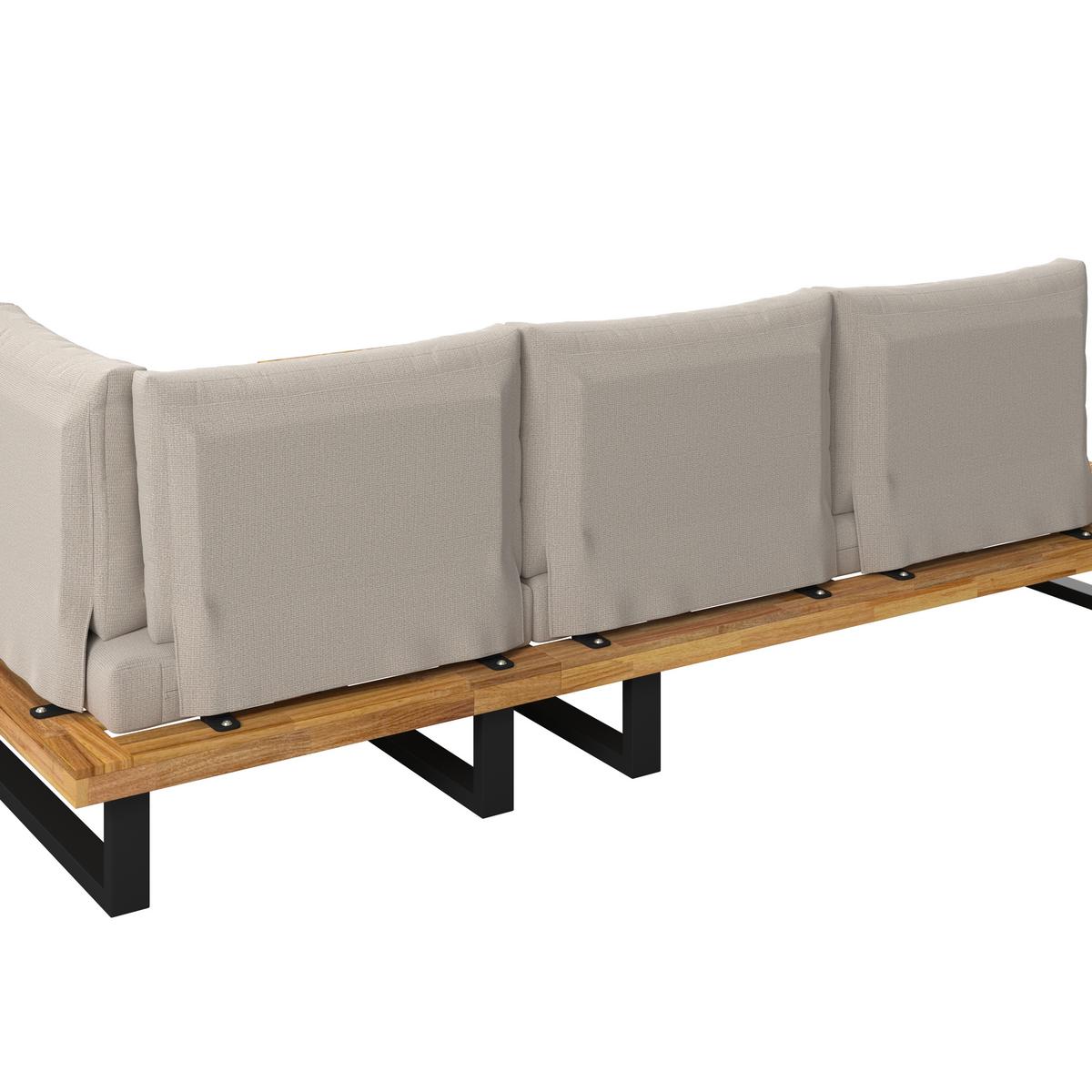 TERASOVÁ SEDACÍ SOUPRAVA CRISTINA - černá/krémová, Moderní, kov/dřevo (254/78/82cm) - Bessagi Garden