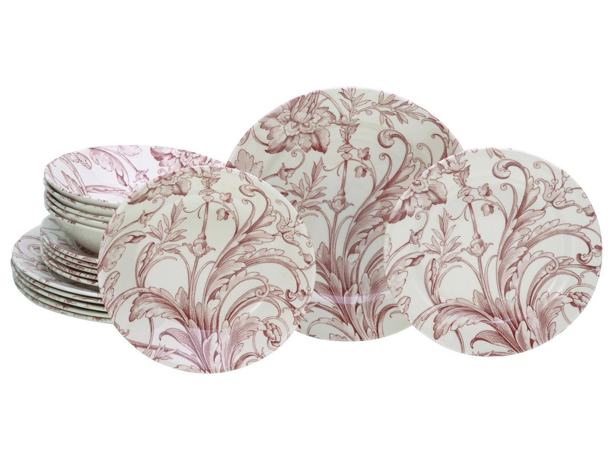 Tafelservice Venecia Rot Weiß, Altrosa L: 31 cm - Altrosa/Weiß, Basics, Keramik - Creatable