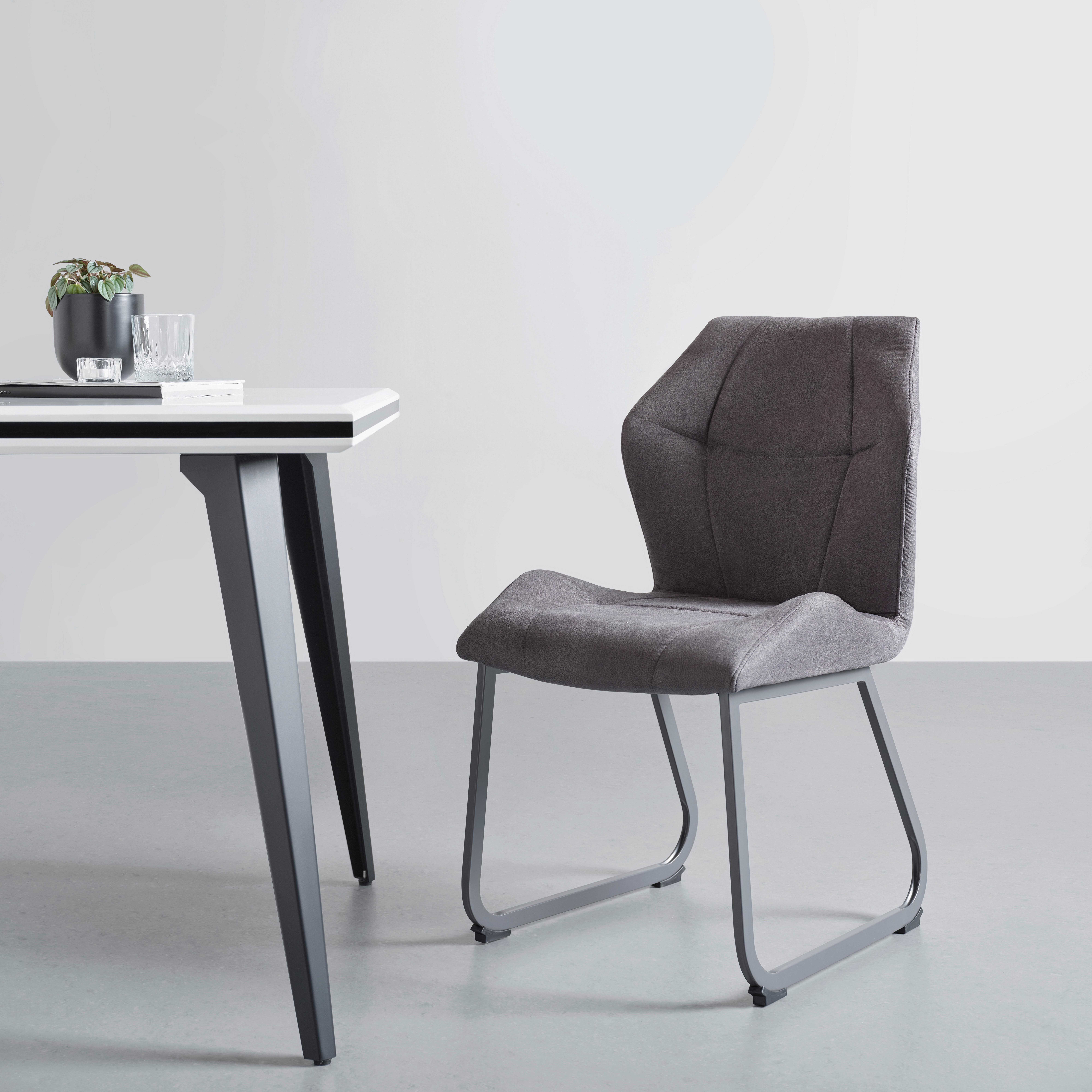 Esszimmerstuhl Rimini Grau - Grau, MODERN, Textil/Metall (51/86/61cm) - MID.YOU