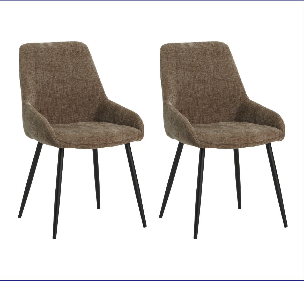 Stuhl-Set Cannes Braun/Taupe B: 52 cm - Taupe/Schwarz, MODERN, Textil/Metall (52/86/44cm) - MID.YOU