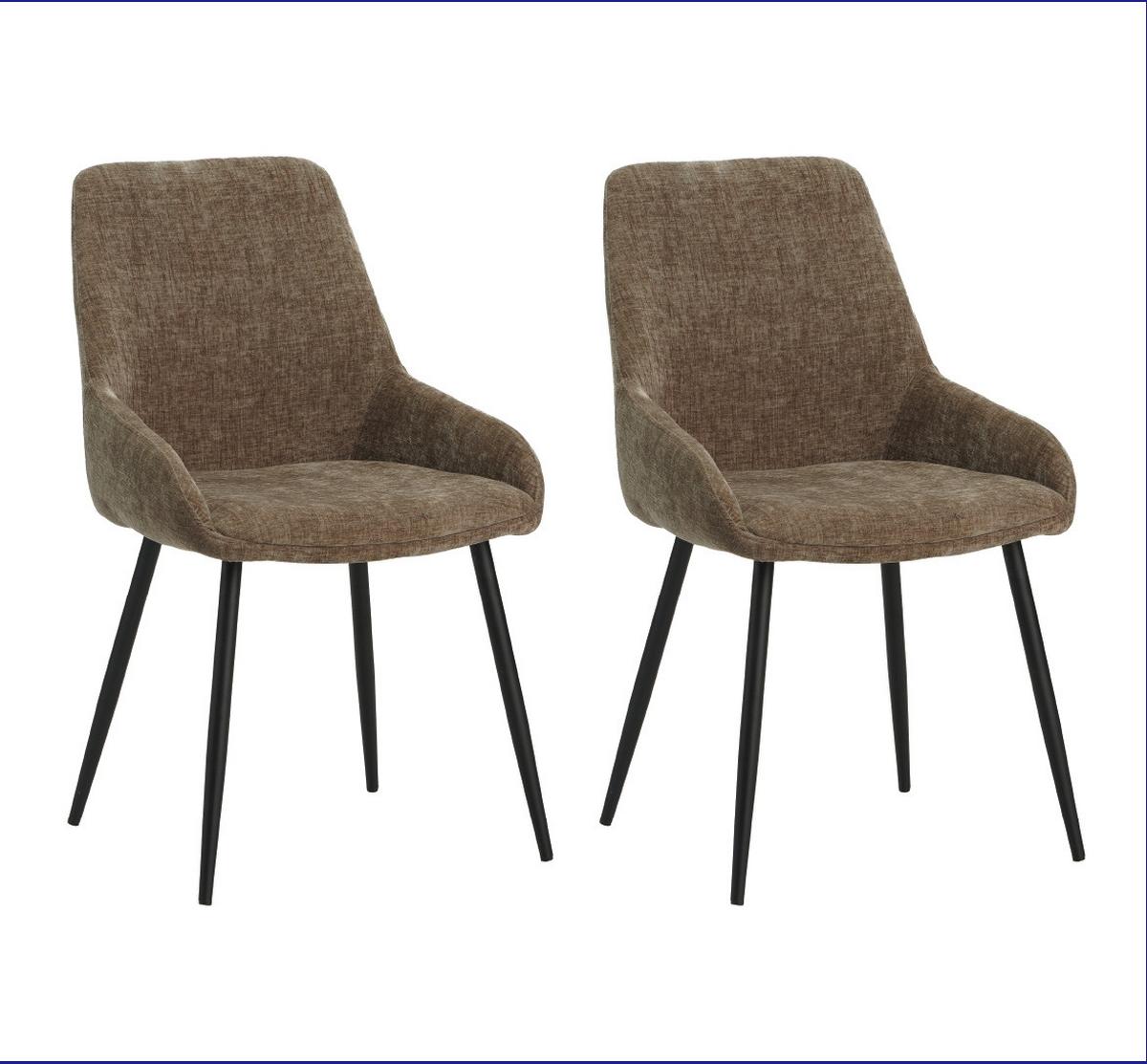 Stuhl-Set Cannes Braun/Taupe B: 52 cm - Taupe/Schwarz, MODERN, Textil/Metall (52/86/44cm) - MID.YOU