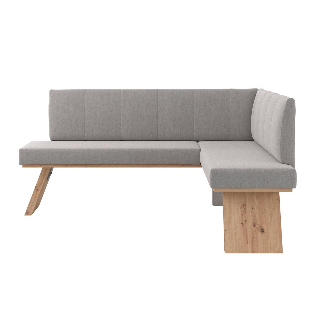 Eckbank Emma Ii Webstoff Hellgrau, B: 185 Cm - Eichefarben/Hellgrau, KONVENTIONELL, Holzwerkstoff/Textil (185/150cm)
