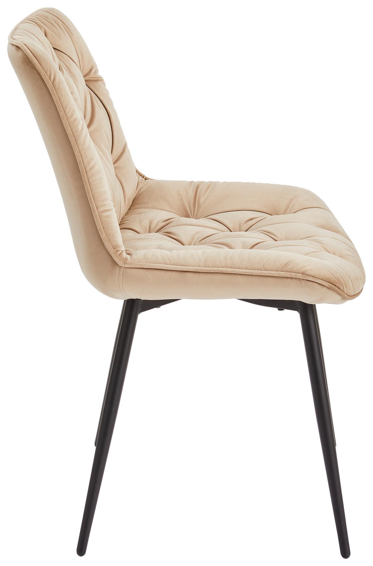 Esszimmerstuhl Langford Taupe Echtholz Beine - Taupe/Schwarz, MODERN, Holz/Textil (52/85/59cm) - Livetastic