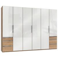 Šatníková skriňa LEVEL 36 D - biela s vysokým leskom/farba duba, Modern, kov/kompozitné drevo (300/216/58cm) - MID.YOU