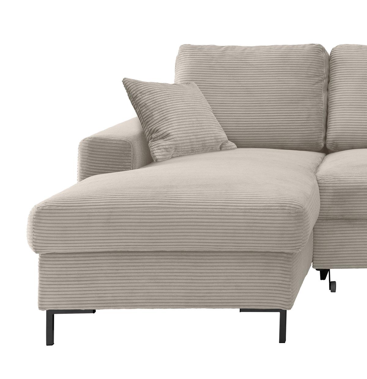 Eckschlafsofa Zona, Beige S: 143x237 Cm - Beige/Schwarz, KONVENTIONELL, Textil (143/237cm) - Livetastic