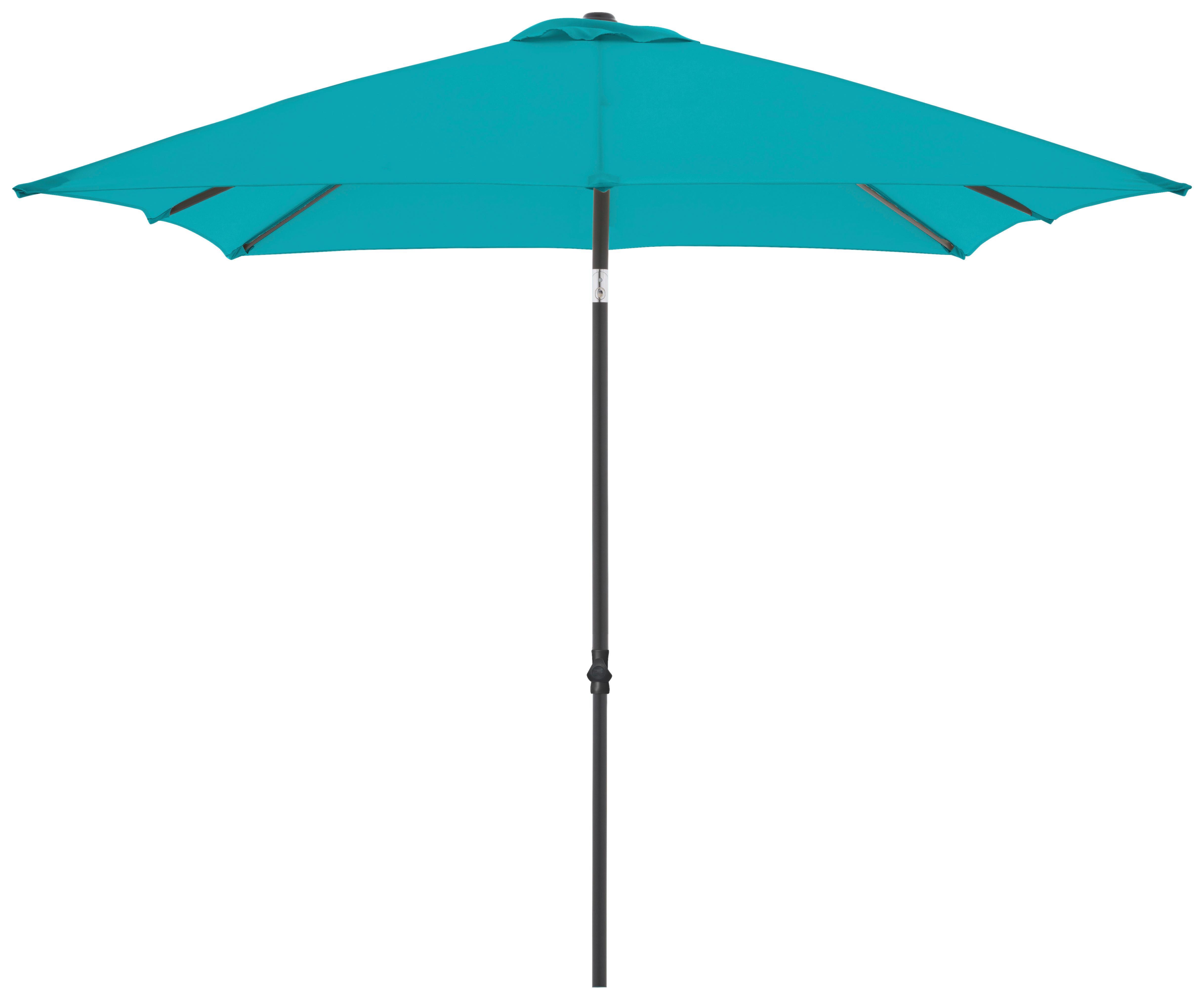 Sonnenschirm Push Up Basic LxBxH: 208x208x248 cm Petrol - Anthrazit/Petrol, Basics, Textil/Metall (208/208/248cm) - Doppler