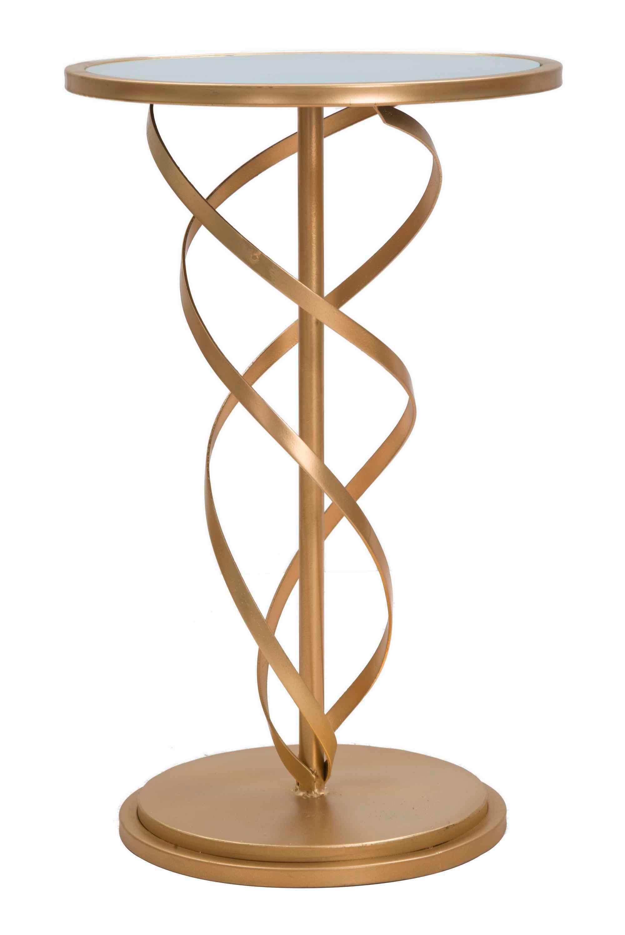 Couchtisch Glam Spiral Goldfarben, Weiß B: 38 cm - Goldfarben/Weiß, Basics, Glas/Holzwerkstoff (38/61,5/38cm)