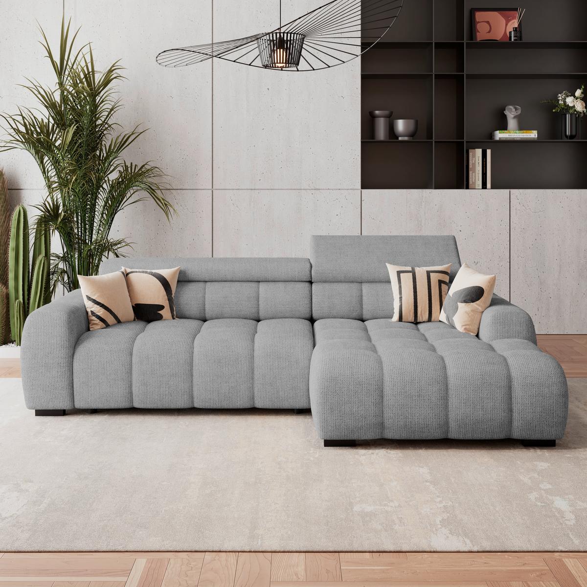 Ecksofa Fargo S Grau, B: 285 cm - Schwarz/Grau, Trend, Textil (285/168cm)