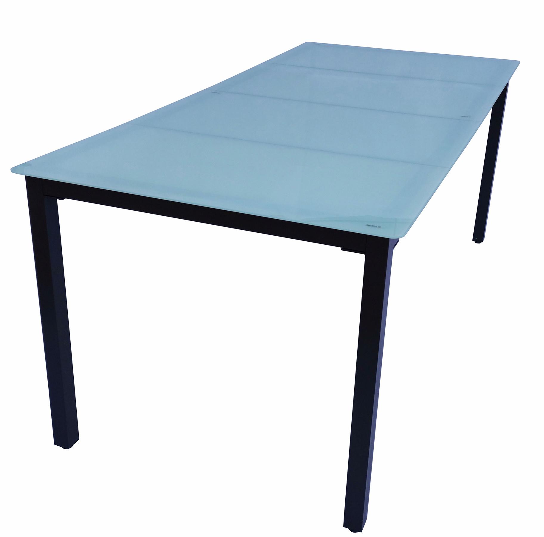 Gartentisch Metall/Glas L 190 cm - Schwarz, Basics, Glas/Metall (190/80/73cm) - Gardenson