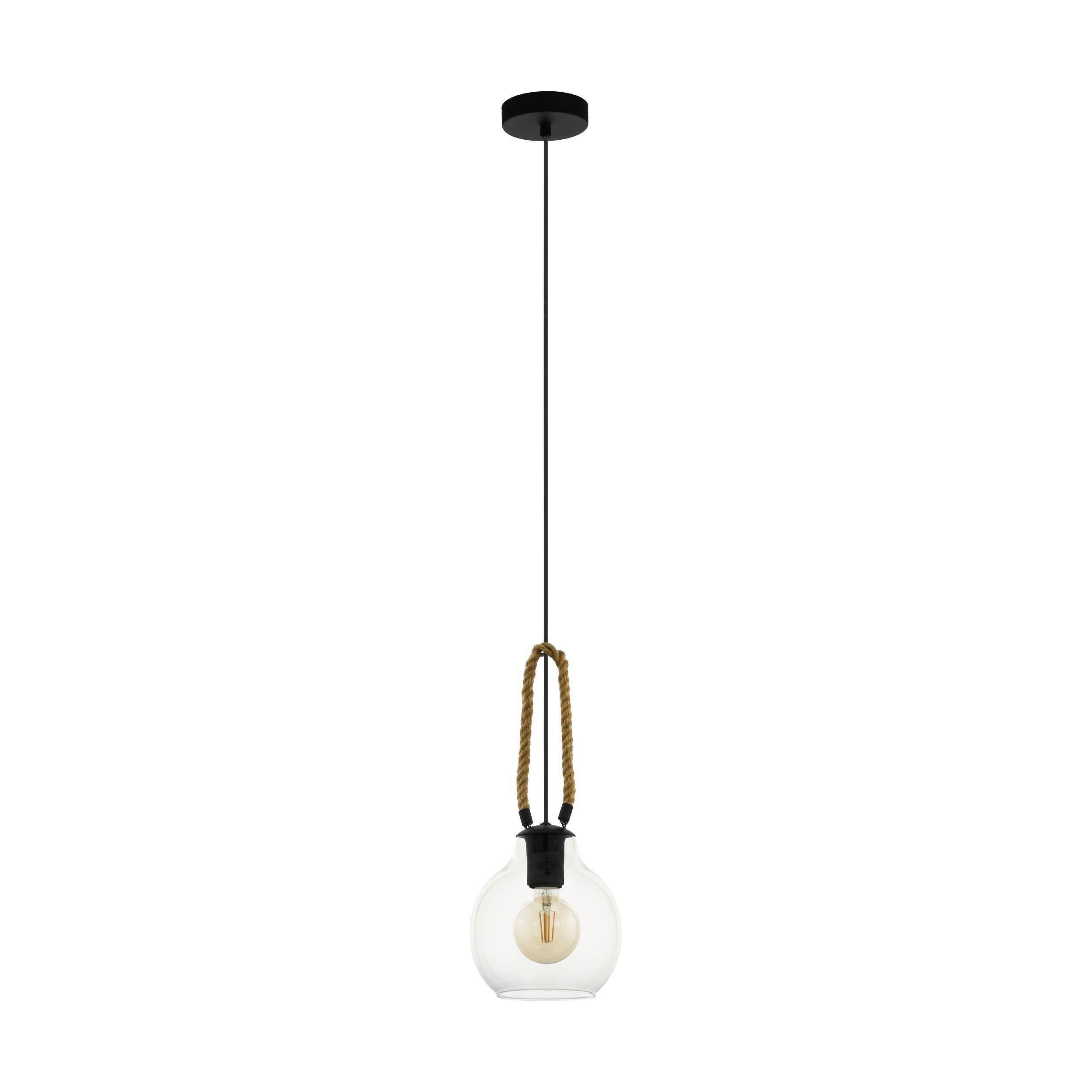 Hängeleuchte 43617_roding - Schwarz/Braun, Design, Glas/Holz (18/110cm) - Eglo