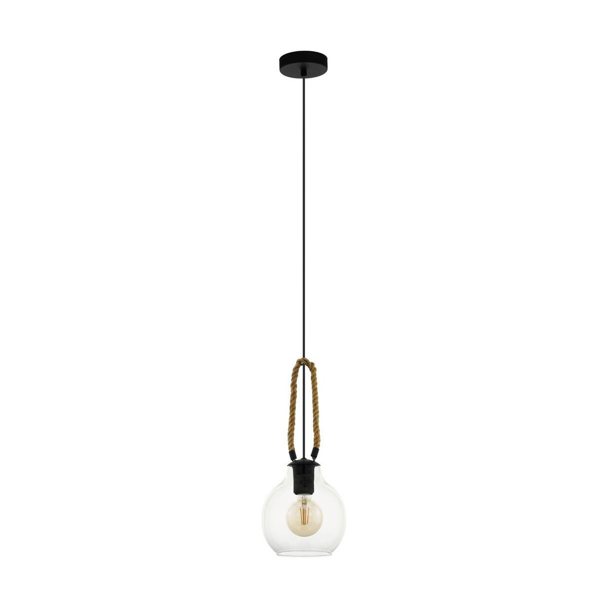 Hängeleuchte 43617_roding - Schwarz/Braun, Design, Glas/Holz (18/110cm) - Eglo