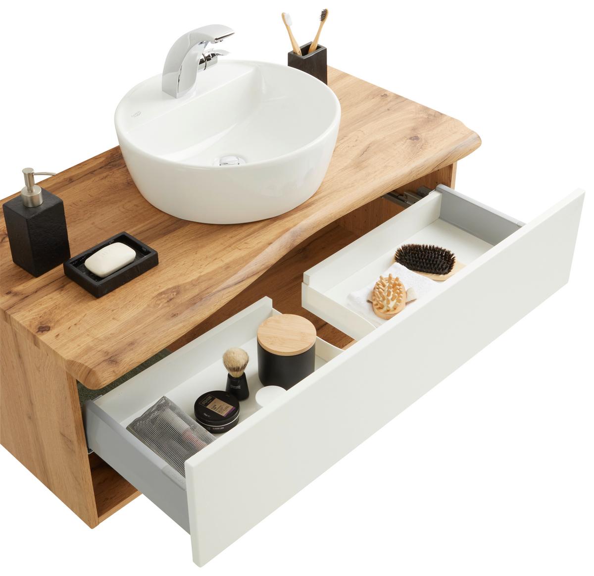Umývadlová skrinka SÖLDEN -EXKLUSIV- - biela/dub wotan, Lifestyle, kompozitné drevo/keramika (10/55/47cm) - Premium Living