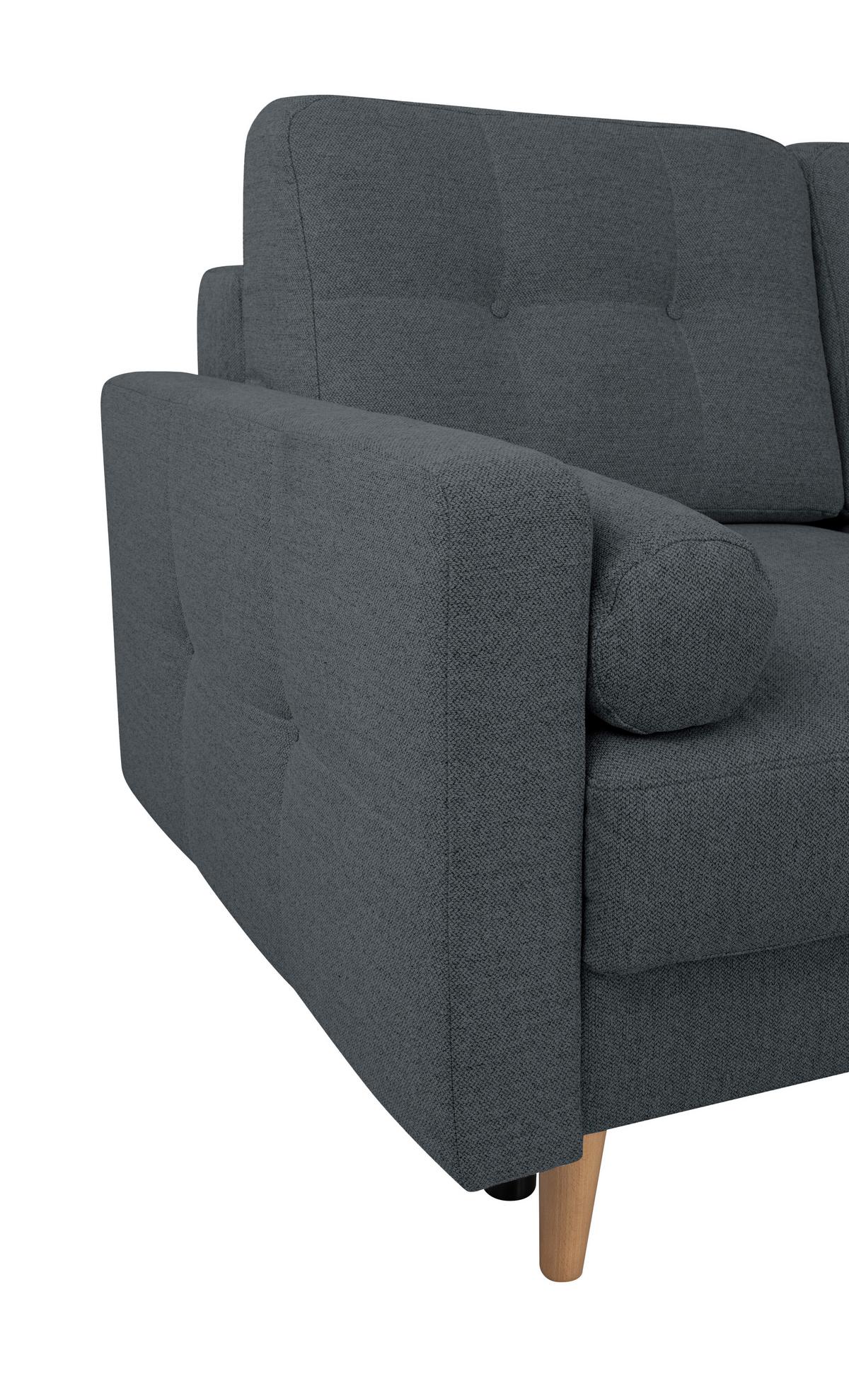 Ecksofa Noret Dunkelblau S: 242x242 Cm - Beige/Buchefarben, Design, Textil (242/242cm) - MID.YOU