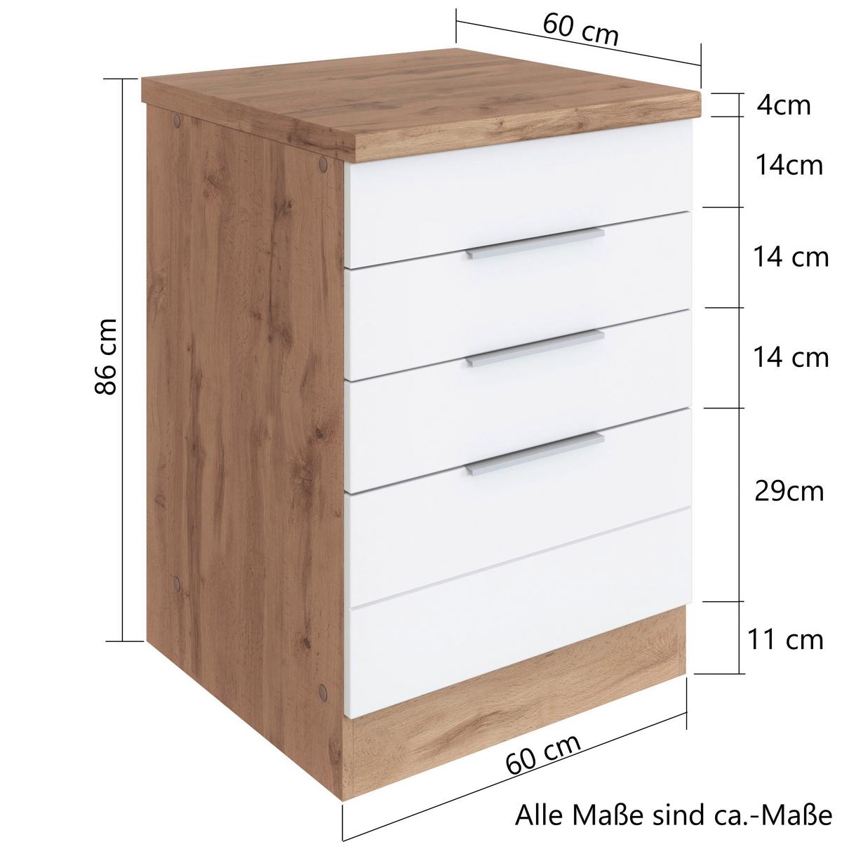 Kochfeldumbauschrank Florenz B: 60 Cm Für Kochfeld - Eiche Wotan/Weiß, Design, Holzwerkstoff (60/86/60cm) - Held