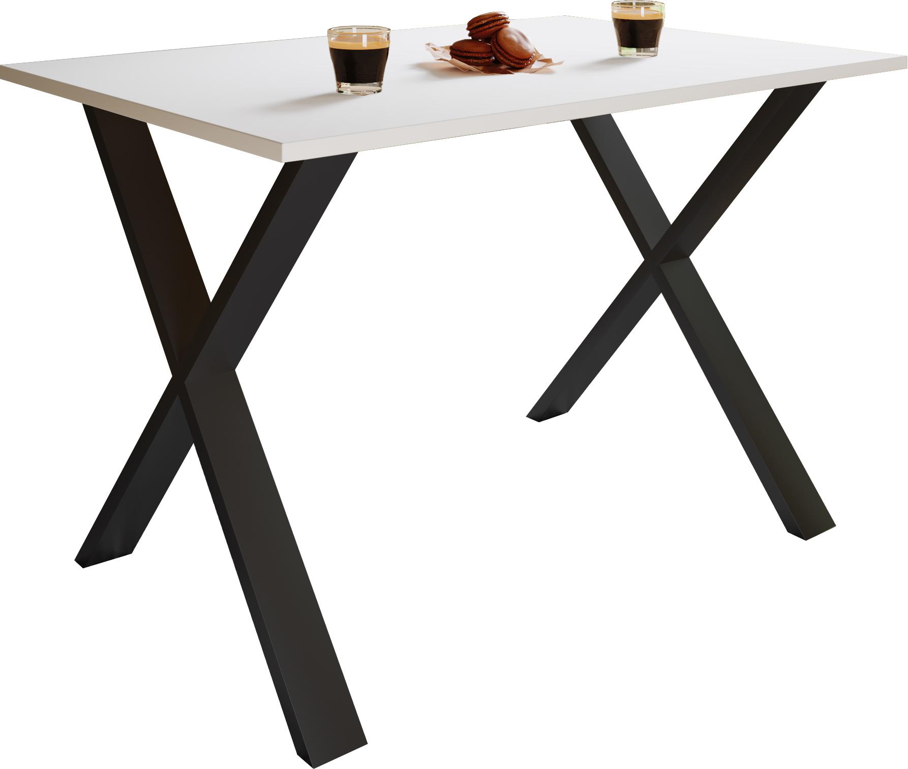 Jídelní stůl XONA, bílý, 140/50/76 CM - bílá/černá, Basics, kov/kompozitní dřevo (140/50/76cm) - MID.YOU