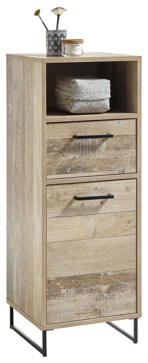 Unterschrank mit Lade Roof B: 38 cm Old Style Eiche Dekor - Eichefarben/Schwarz, KONVENTIONELL, Holzwerkstoff (38/102/37cm) - MID.YOU