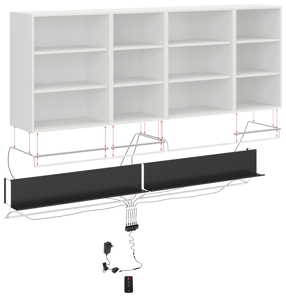 Regalelement Regbel-LED-2x105 - Schwarz, Basics, Metall (105/11/20cm) - Visiona