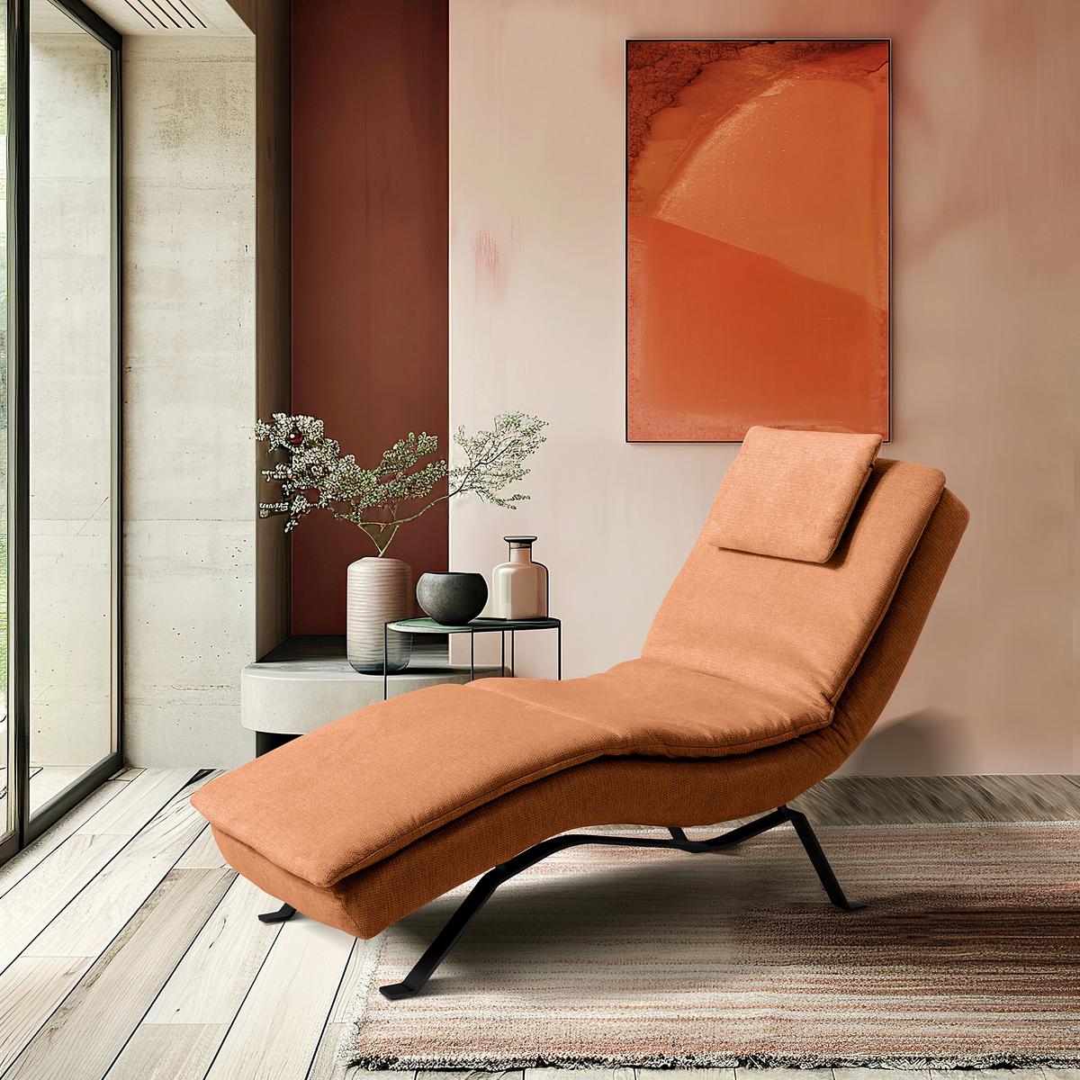 RELAXLIEGE Rostfarben, B: 65 cm - Rostfarben/Schwarz, Design, Leder (65/95/171cm) - Celina Home
