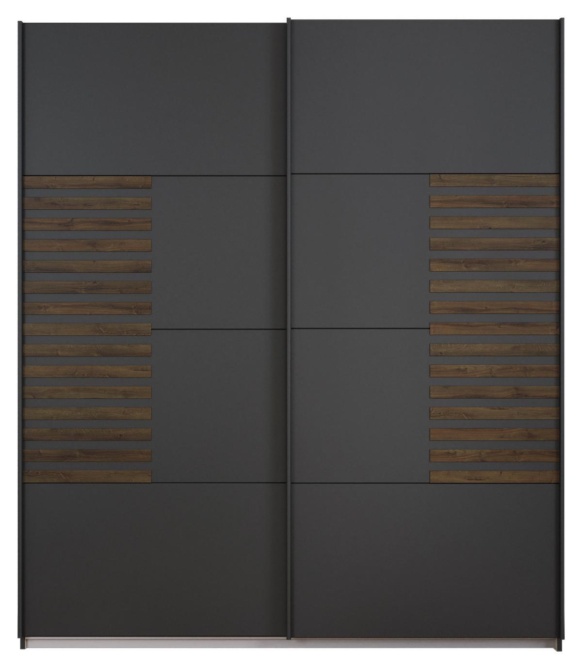 Schwebetürenschrank Barea Dunkelgrau Eiche Dekor - Eiche dunkel/Dunkelgrau, MODERN, Holzwerkstoff (181/210/62cm) - Rauch Möbel