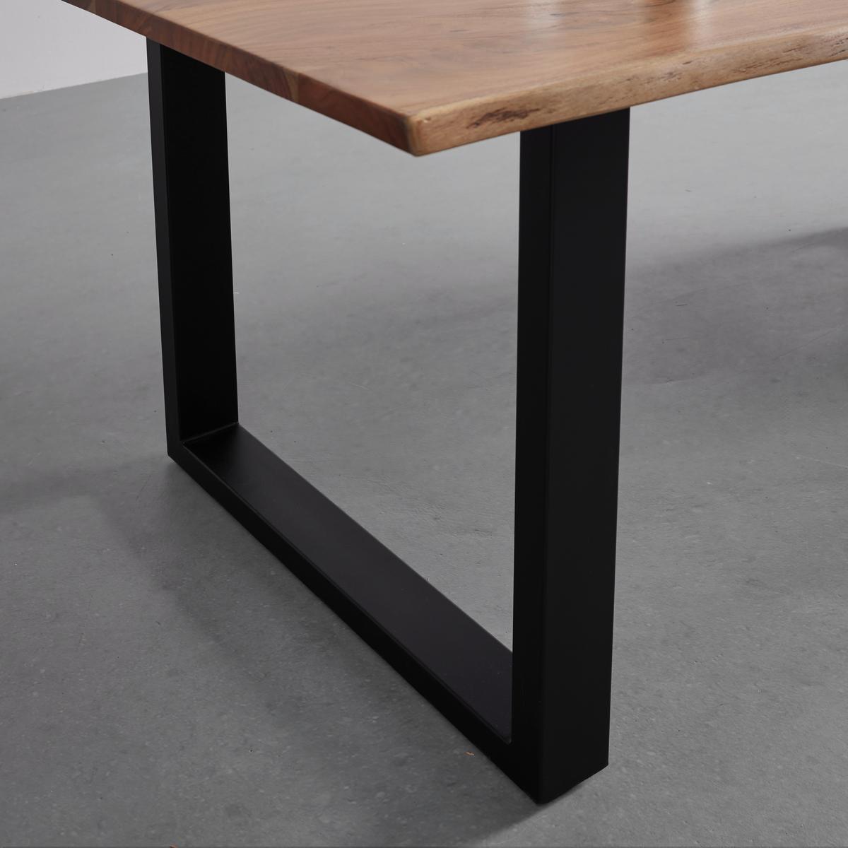 Jídelní stůl z akácie Malmo 180x90cm - černá/barvy akácie, Moderní, kov/dřevo (180/90/76cm) - Bessagi Home