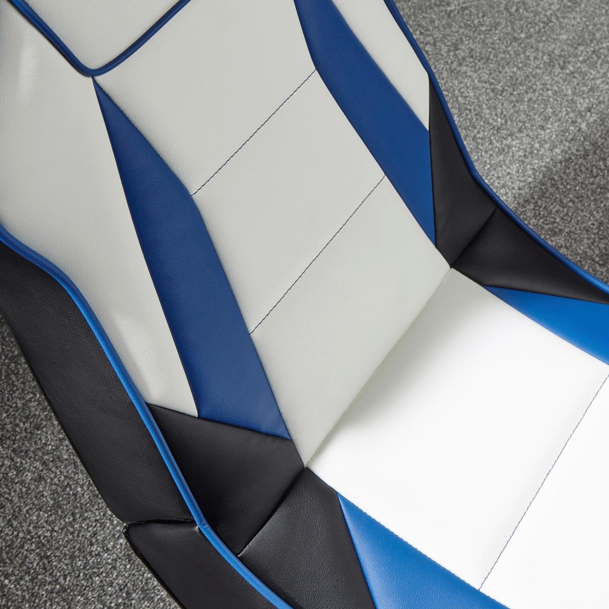 Gamingsessel Playstation Blau/schwarz/weiß B: 42 Cm - Blau/Schwarz, MODERN, Leder/Holzwerkstoff (42/68/74cm) - X Rocker