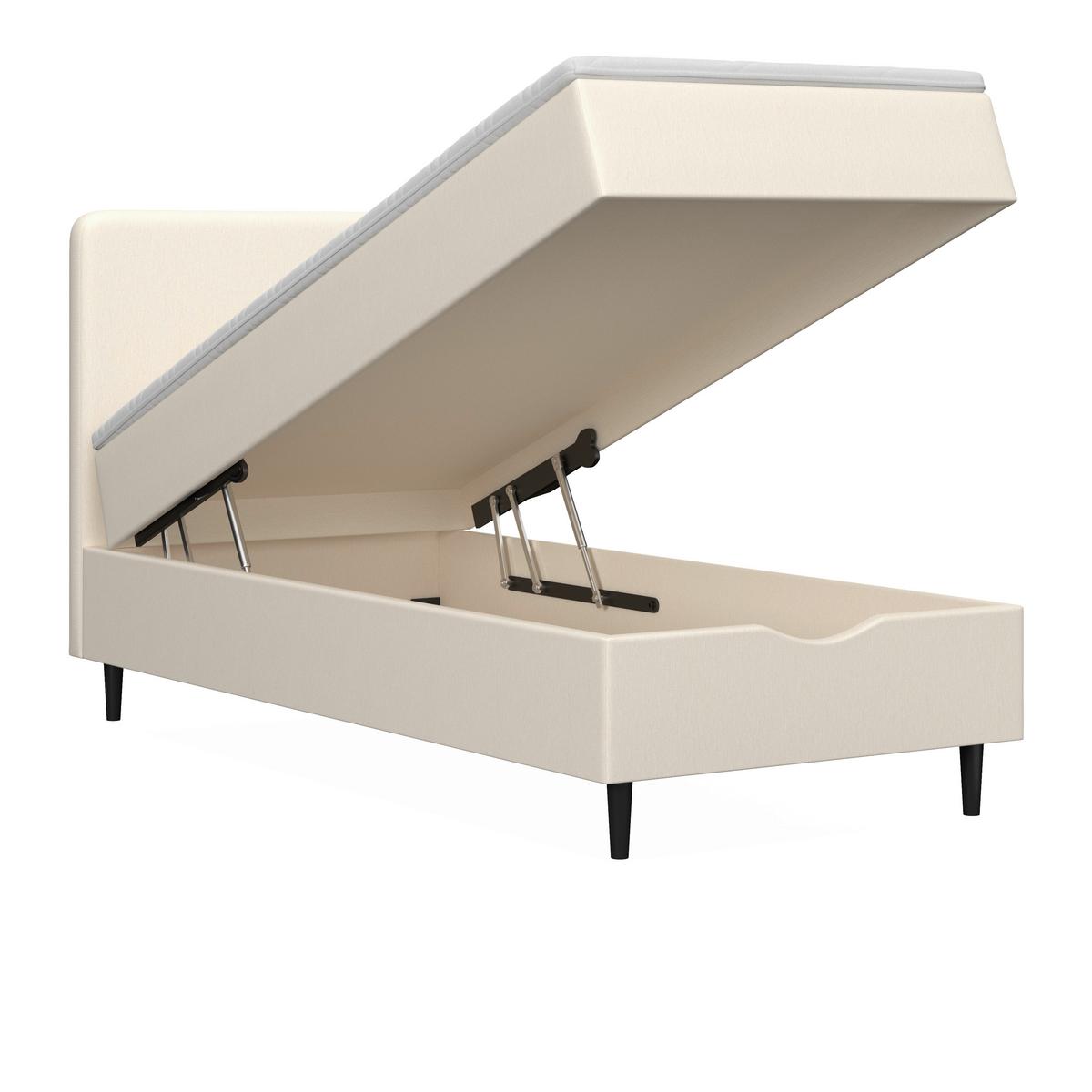 Boxspringová posteľ VIDA 90x200, krémová, s topperom - čierna/slonovinová, Modern, drevo/textil (90/200cm) - Bessagi Home