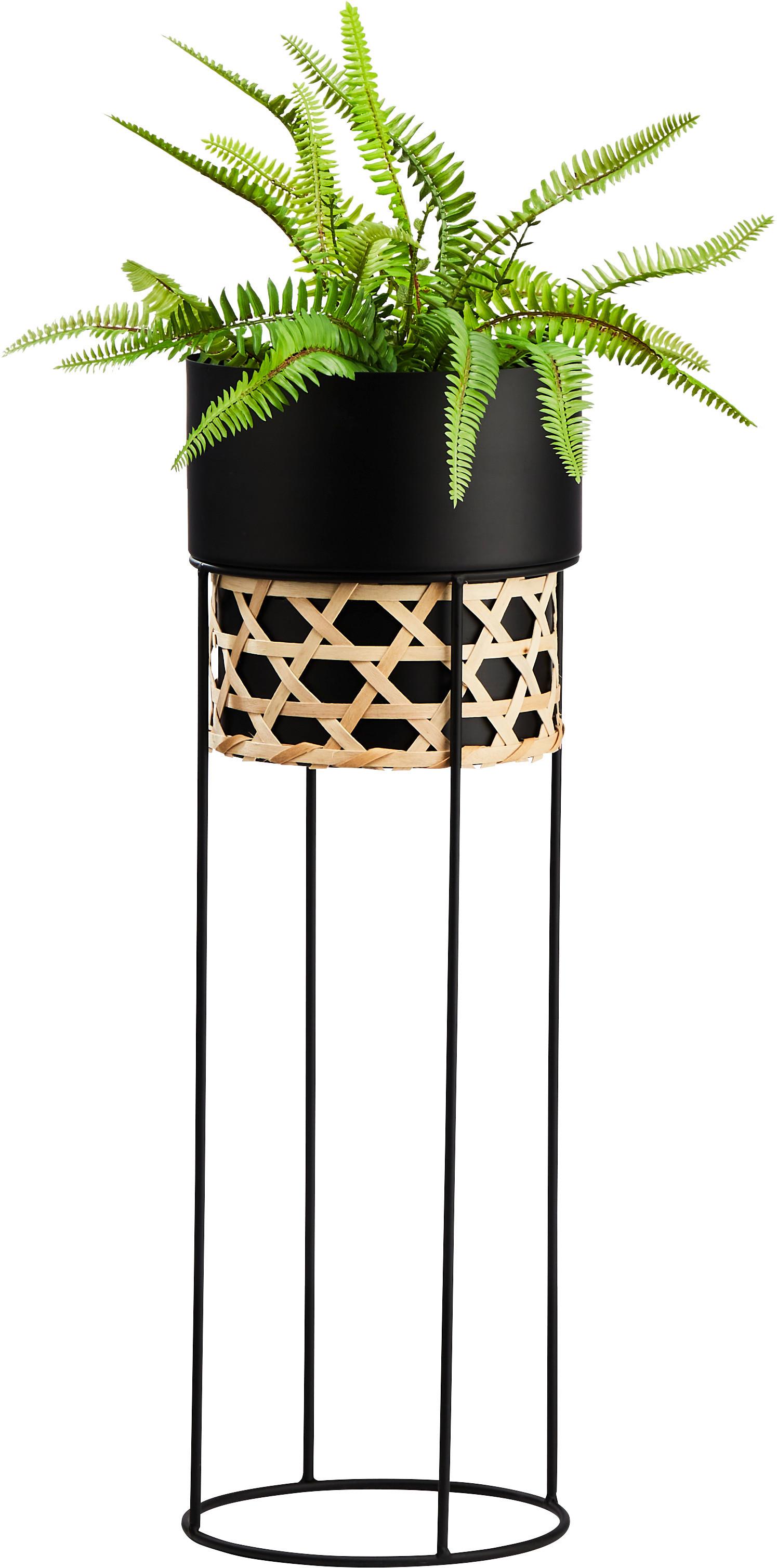 Obal Na Květináč Obscure, Ø/v: 20/60cm - černá/přírodní barvy, kov/dřevo (20/60cm) - Modern Living