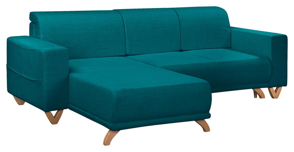 Ecksofa Bella Petrol S: 257x174 cm - Wengefarben/Petrol, Design, Textil (257/174cm) - Livetastic
