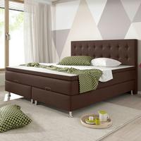 Boxspringbett mit Topper 180x200 cm Köln-Bk - Silberfarben/Braun, KONVENTIONELL, Textil (180/115/210cm) - MID.YOU