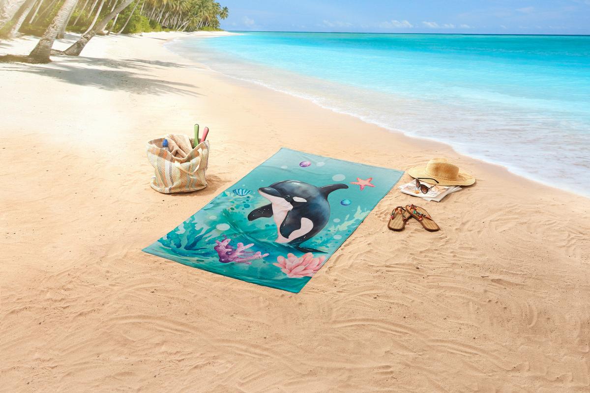 STRANDTUCH SPLASH - Türkis/Multicolor, Trend, Textil (75/150cm)