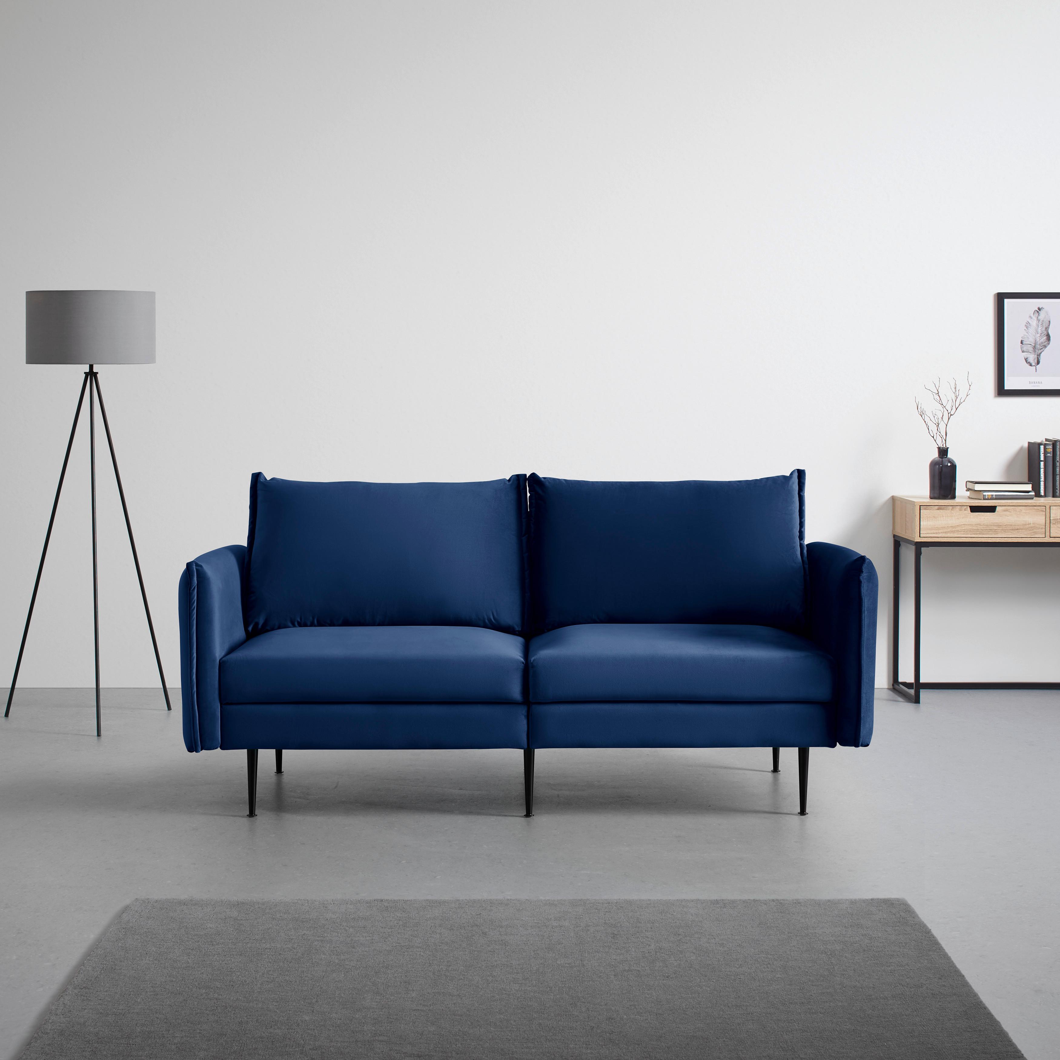 Pohovka YARA modrá - modrá/čierna, Modern, kov/drevo (194/77/92cm) - Bessagi Home