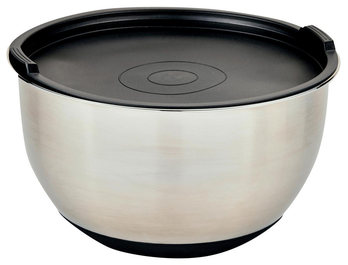 Rührschüssel Edelstahlfarben/schwarz L:26cm - Edelstahlfarben/Schwarz, Basics, Kunststoff/Metall (26/26/14,8cm)