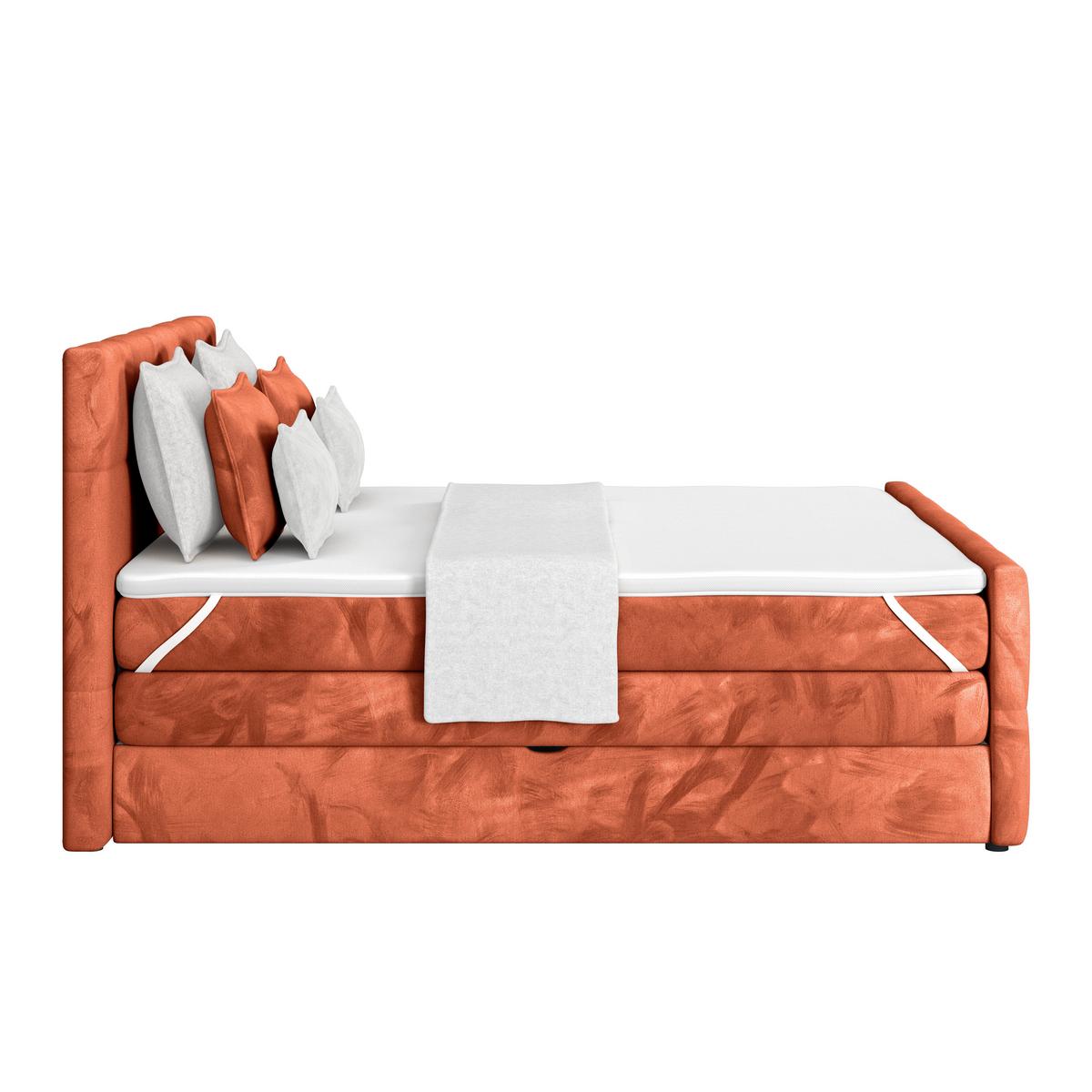 Boxspringbett mit Topper und Bettkasten 160x200 cm Medino - Rostfarben, KONVENTIONELL, Holz/Holzwerkstoff (160/200cm) - Luca Bessoni