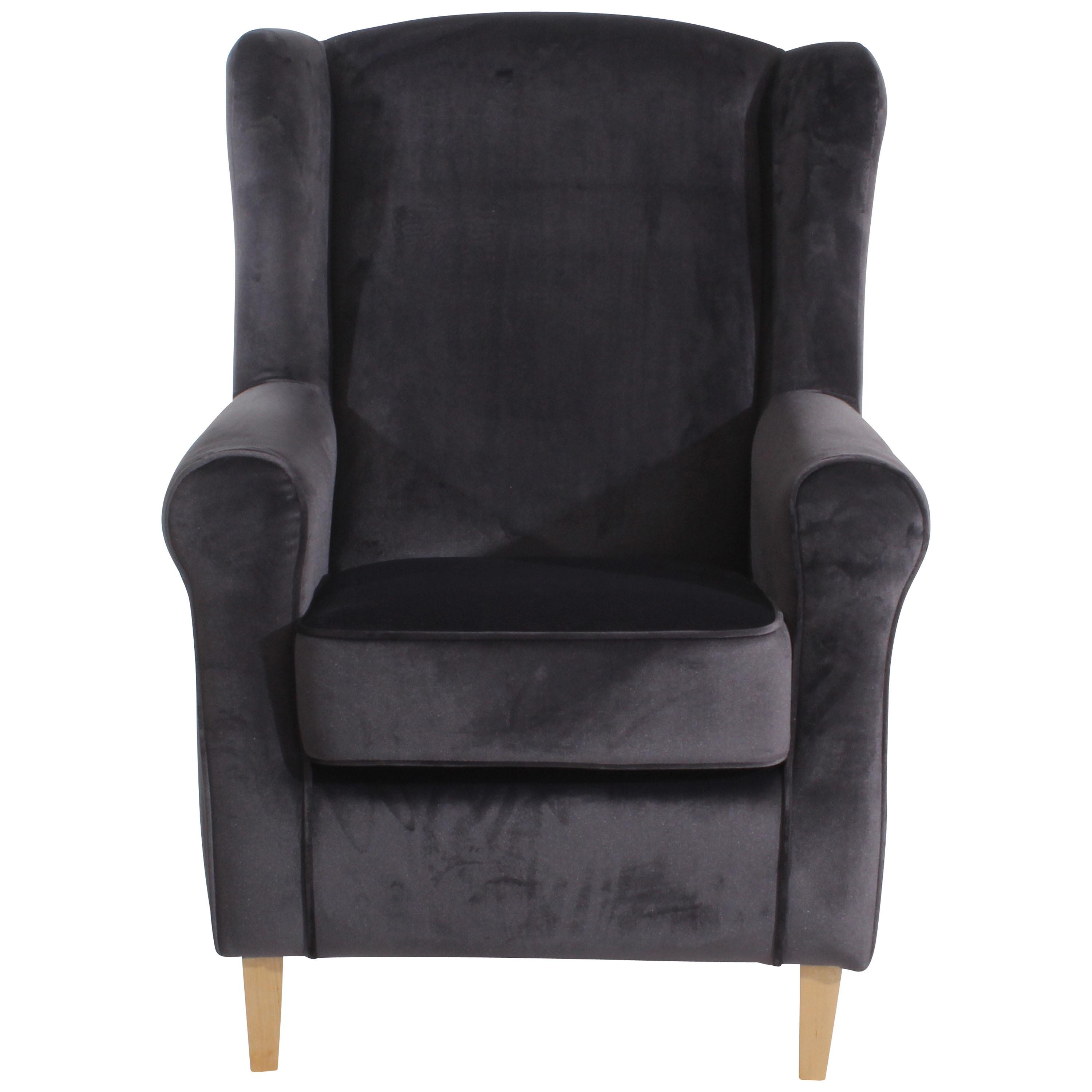 Ohrensessel Lorris - Anthrazit/Buchefarben, Design, Textil (77/103/86cm) - Max Winzer