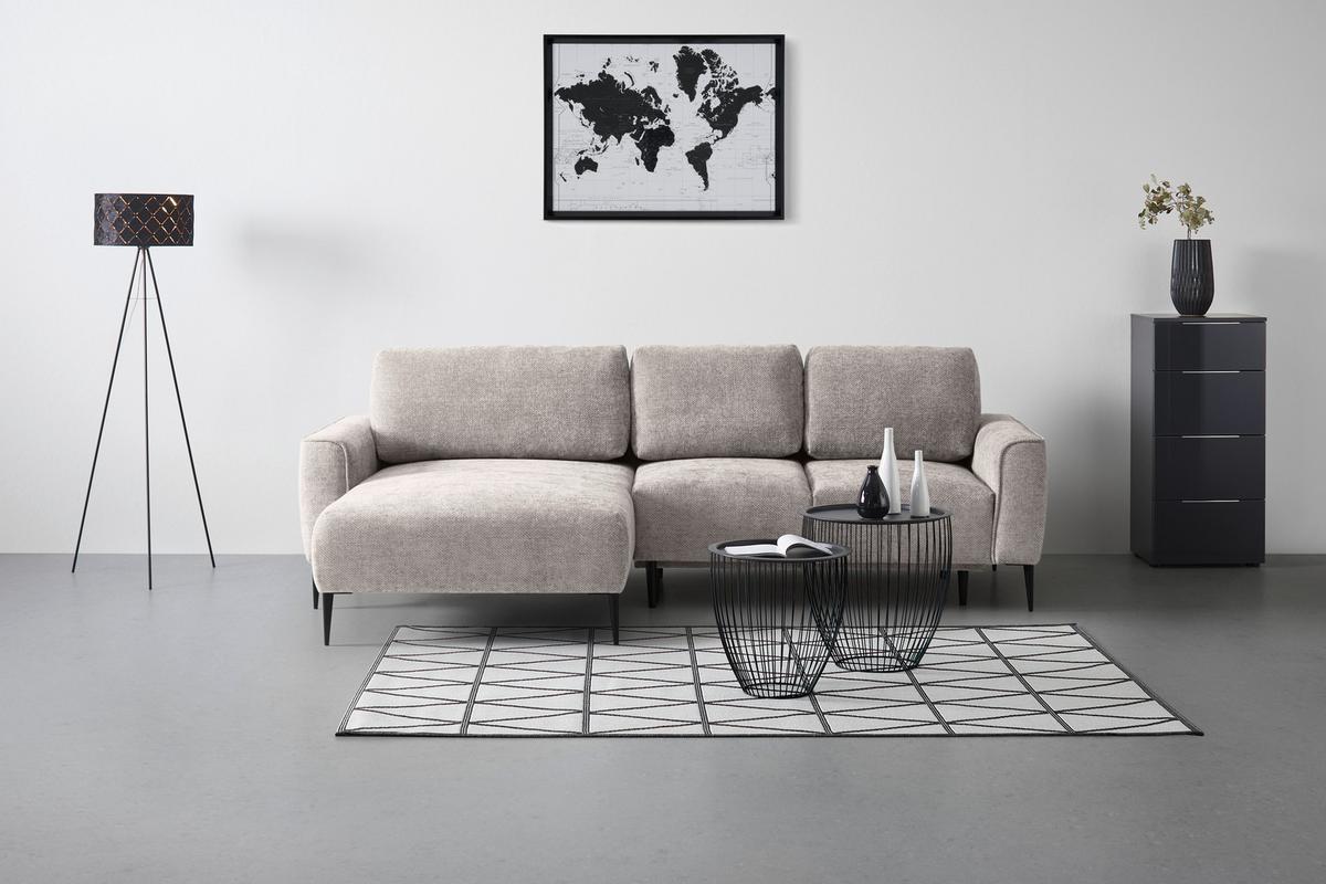 Rohová sedačka CUSTOM, ľavá, svetlosivá ženilka - čierna/svetlosivá, Modern, kov/textil (164/85/255cm) - Mömax