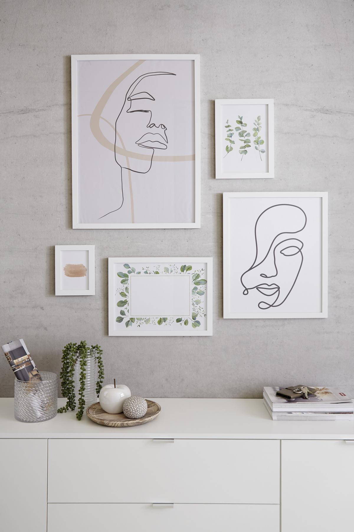 Bilderrahmen 50x70 cm Caralina Holz-Dekor Weiß, 53,3x73,3 cm - Weiß, Basics, Glas/Holz (53,3/73,3/1,5cm) - Luca Bessoni