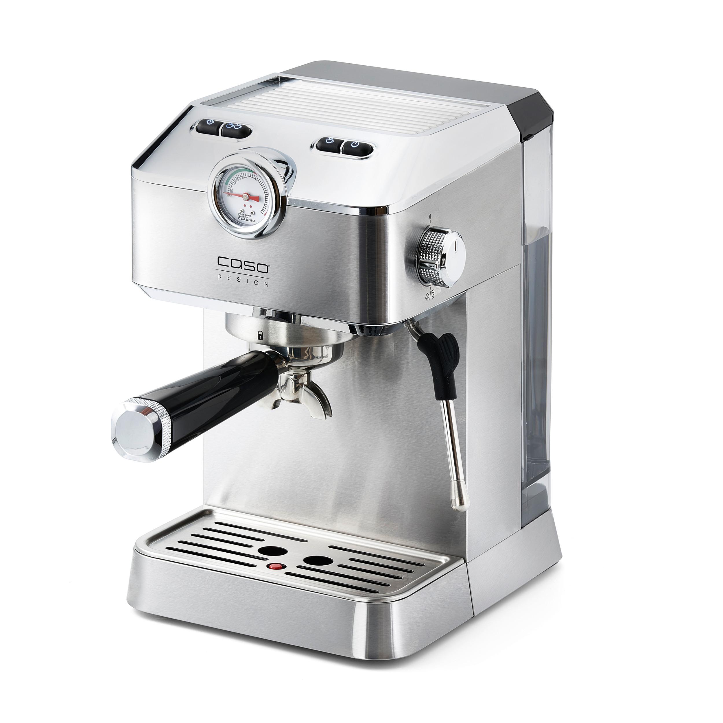 Espressomaschine 1820 - Edelstahlfarben/Schwarz, Basics (19,5/30,5/25,5cm) - CASO Design