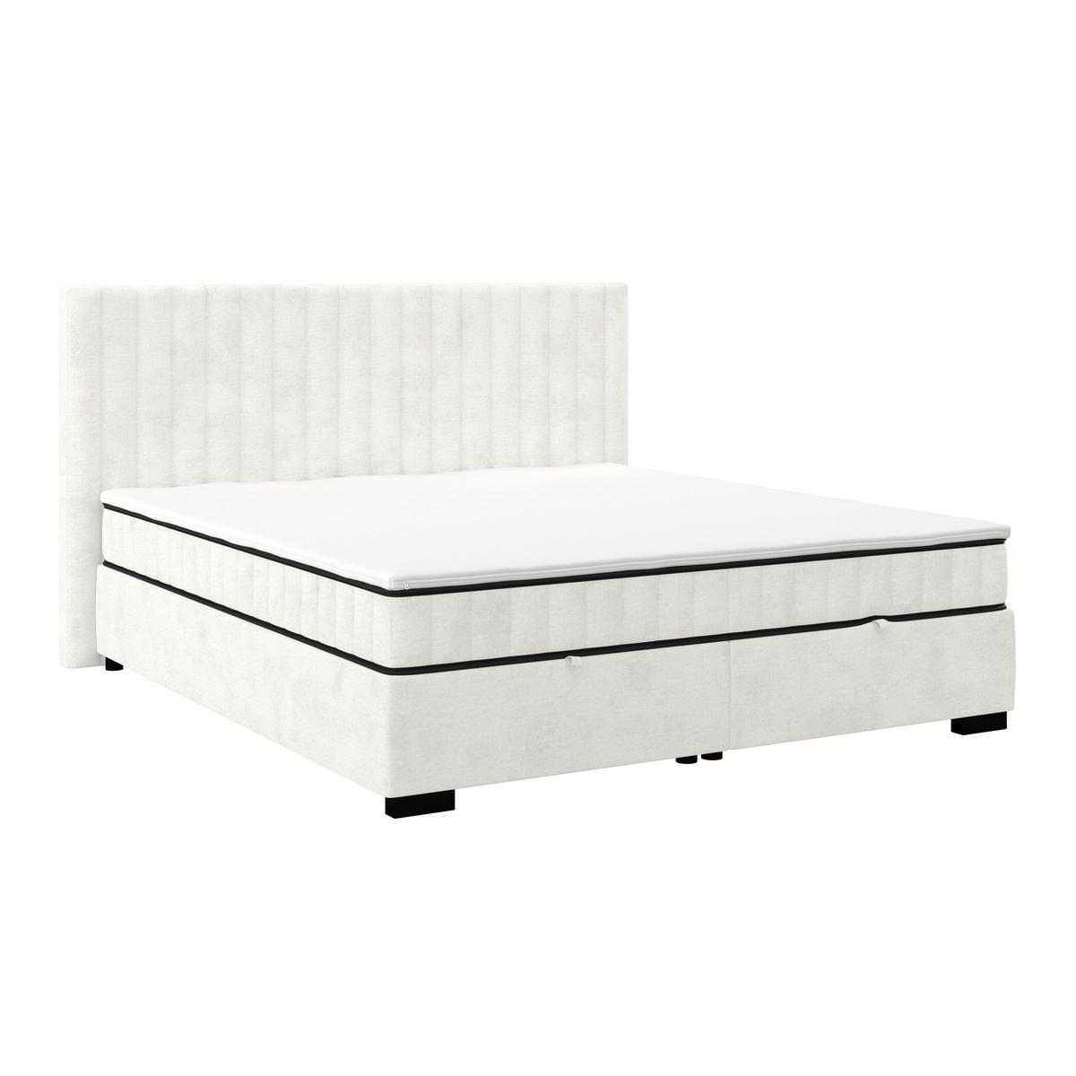 Boxbett Maya inkl. Bettkasten Cremefarben 200x220 cm - Creme/Schwarz, MODERN, Holz/Holzwerkstoff (200/220cm)