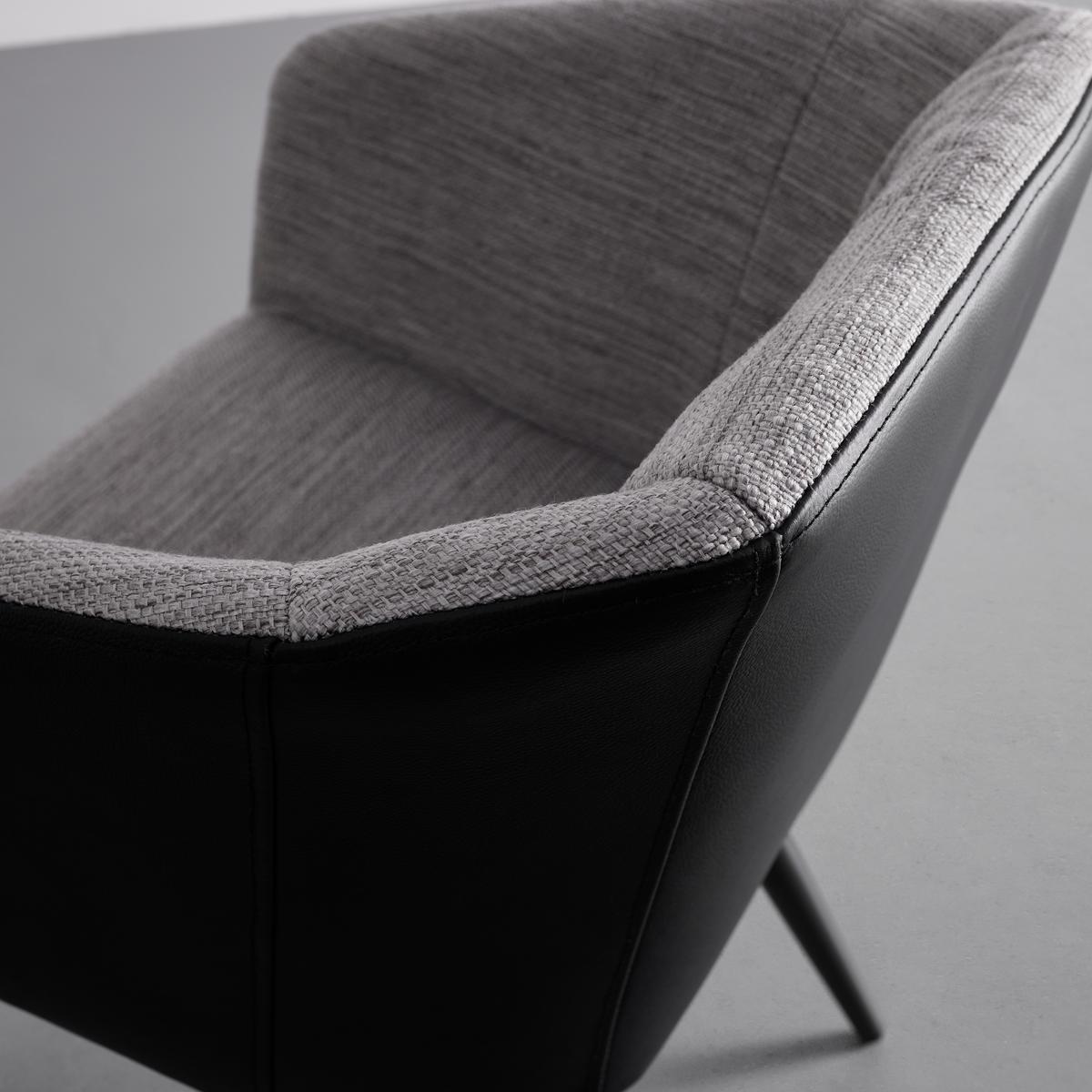 Jedálenská stolička Bianco pravá koža čierna - čierna/sivá, Modern, kov/koža (55,5/75,5/58cm) - Bessagi Home