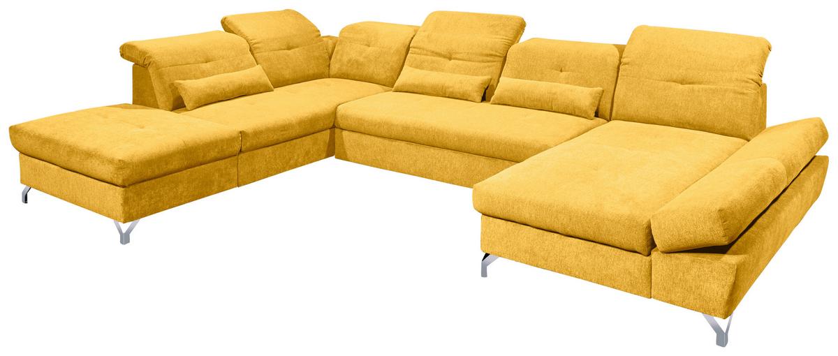 Ecksofa Melfi Gelb U: 245 Cm - Gelb/Silberfarben, MODERN, Textil (245/350/168cm) - MID.YOU