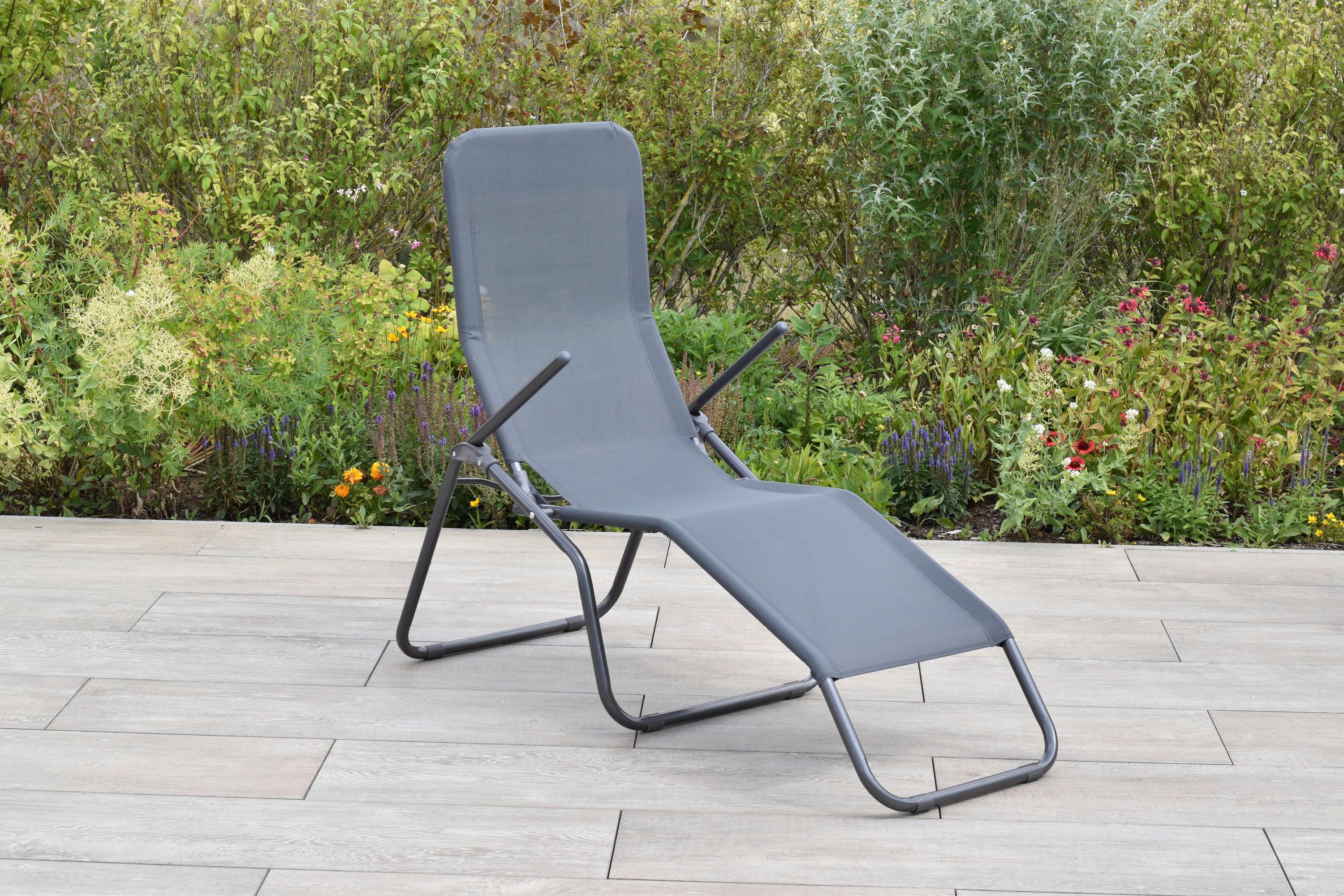 Gartenliege Wellnessliege XXL - Graphitfarben/Grau, MODERN, Textil/Metall (67/116/154cm) - Gardenson