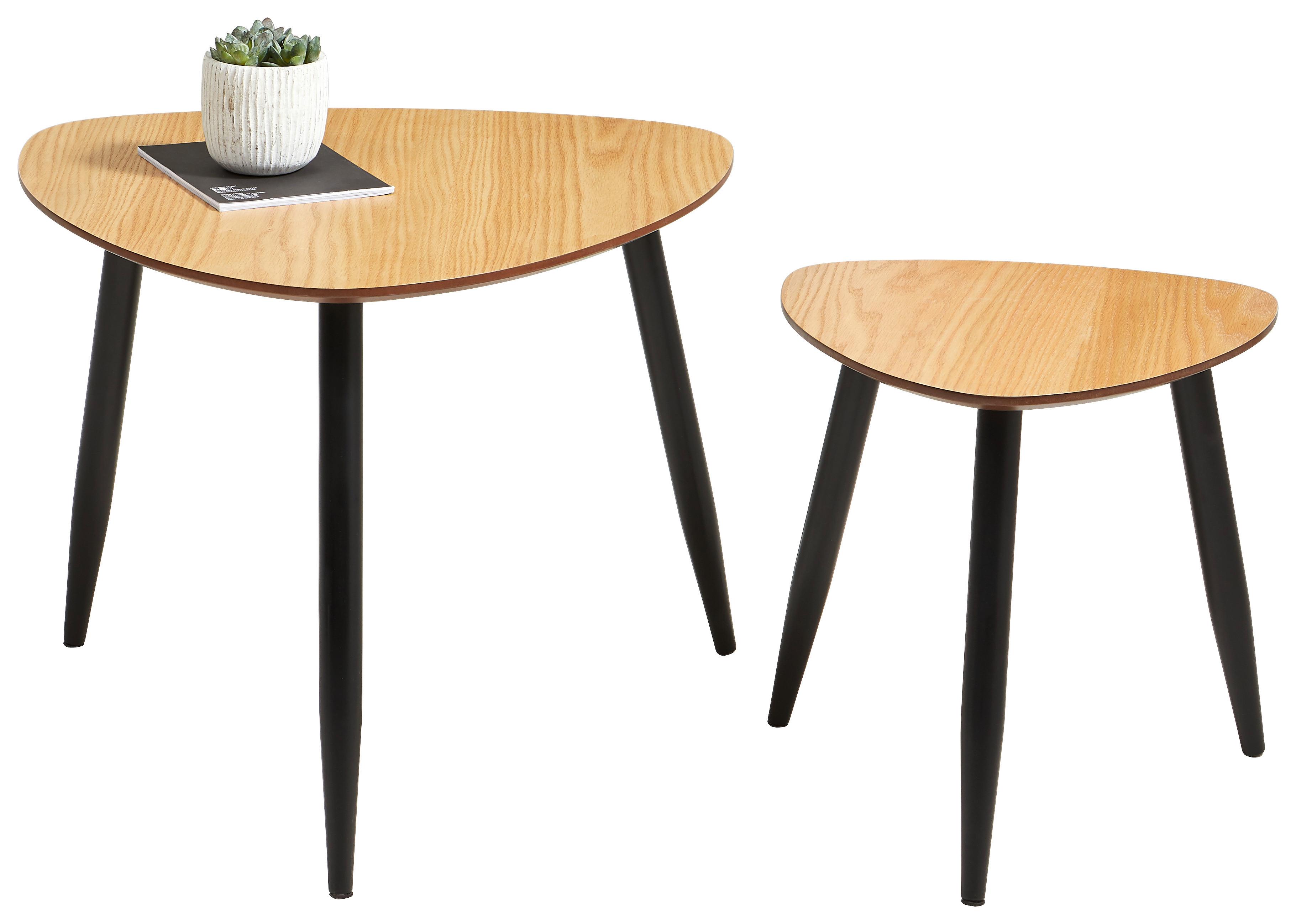 Beistelltisch 2er-set Aars, Eiche/schwarz - Schwarz/Naturfarben, LIFESTYLE, Holz/Holzwerkstoff (40/80/40/60/40/48cm) - MID.YOU