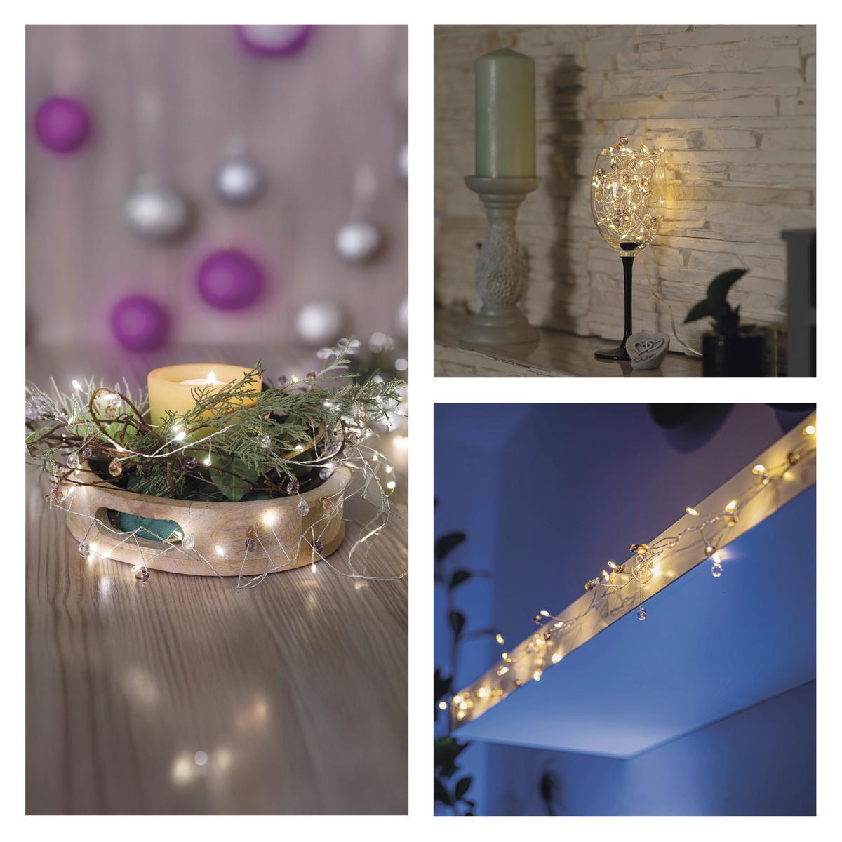DEKORAČNÉ LED SVIETIDLO teplá biela - strieborná, Design, kov/plast