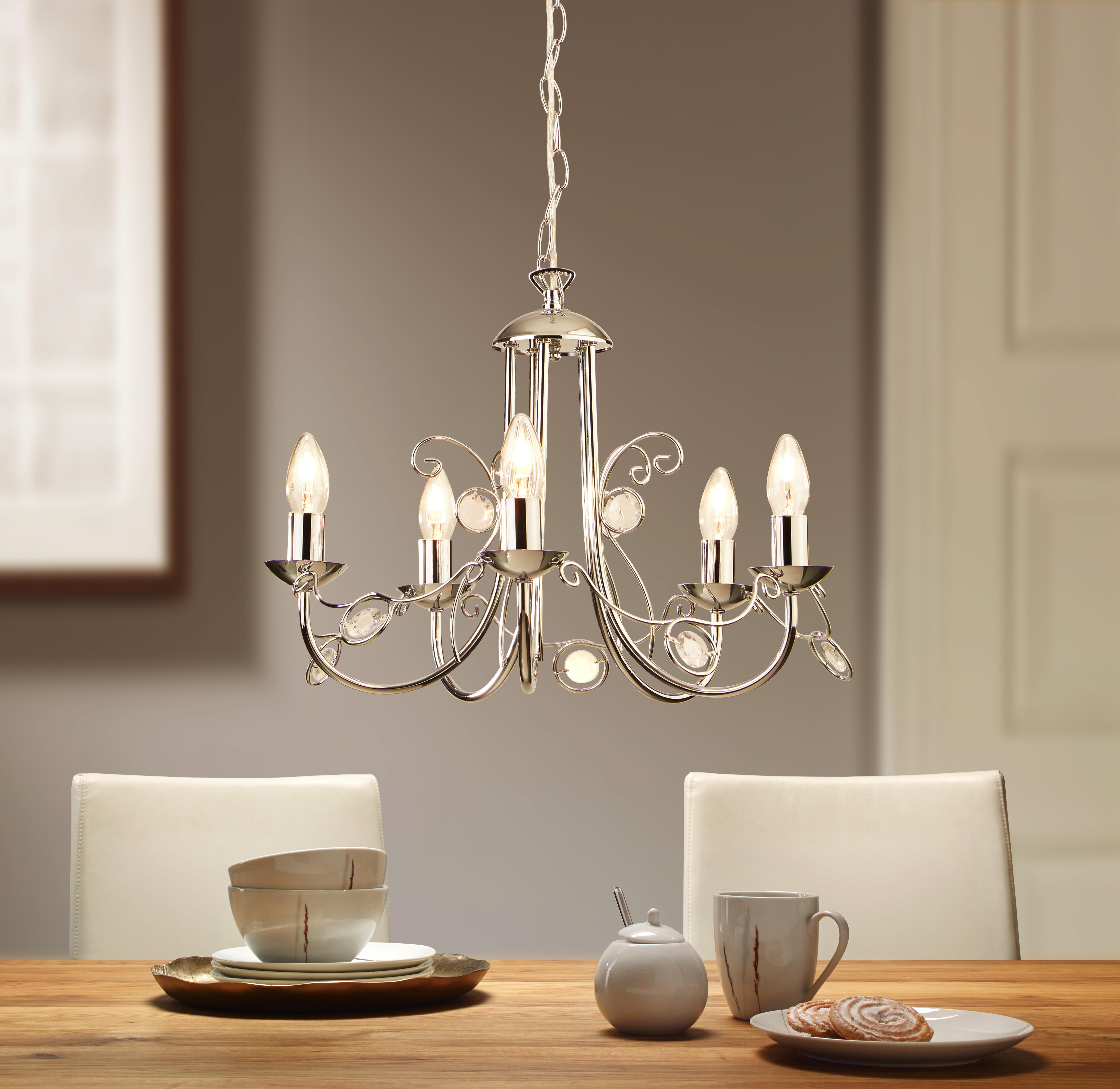 Függőlámpa Nikola - Króm, romantikus/Landhaus, Műanyag/Fém (50cm) - James Wood