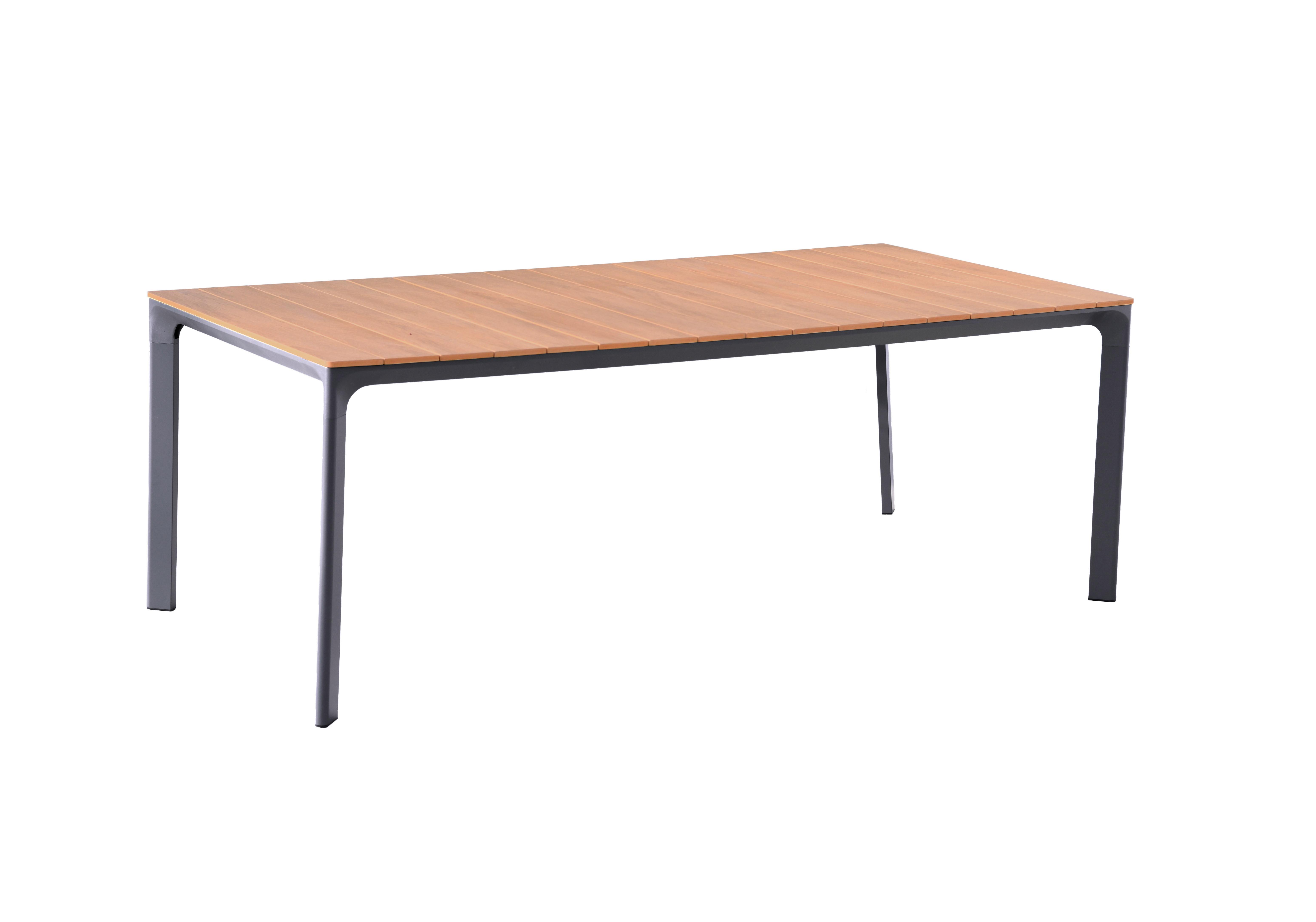 Gartentisch Silea - Anthrazit/Braun, Basics, Kunststoff/Metall (208/100/74cm) - Gardenson