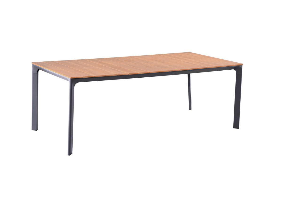 Gartentisch Silea - Anthrazit/Braun, Basics, Kunststoff/Metall (208/100/74cm) - Gardenson