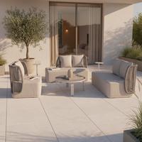 TERASOVÁ SEDACÍ SOUPRAVA MARINO - světle šedá/tmavě šedá, Moderní, kov/textil (153/81/76cm) - Bessagi Garden