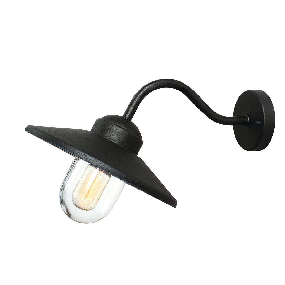 AUSSENWANDLEUCHTE KLAMPENBORG-BK - Schwarz, KONVENTIONELL, Glas/Metall (42/27,5/25,5cm) - Elstead Lighting