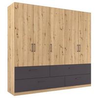 Drehtürenschrank Mit Laden 226 Cm Bilbao Grau/eiche Dekor - Eichefarben/Grau, Design, Holzwerkstoff (226/210/54cm) - Rauch Möbel